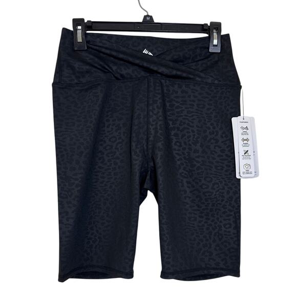 RBX Medium Activewear Bike Shorts, Black Animal Print Wicking 4 Way Stretch - Picture 1 of 5